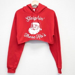 Christmas Cropped Hoodie- Size Small